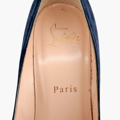 Christian Louboutin Pigalle Follies 100 Pumps Navy Suede Size 36.5