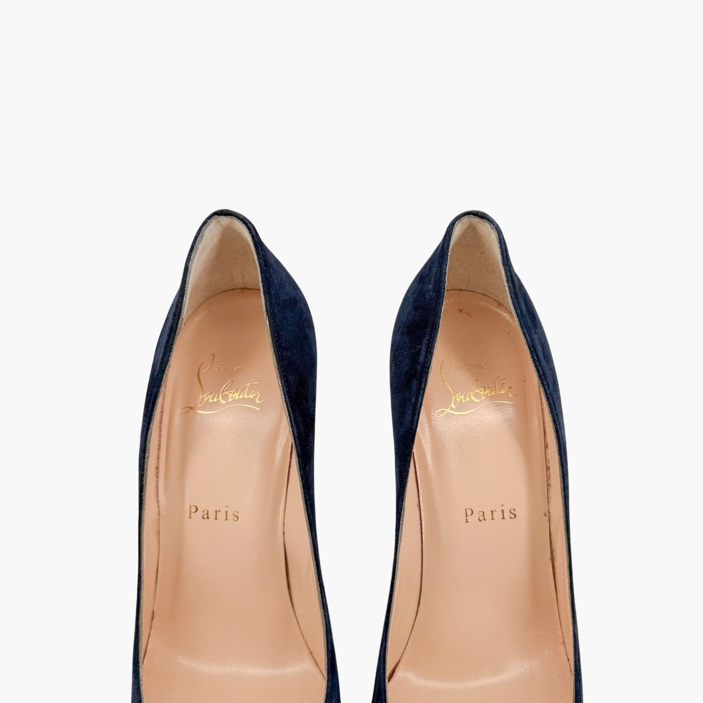 Christian Louboutin Pigalle Follies 100 Pumps Navy Suede Size 36.5