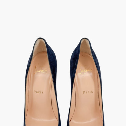 Christian Louboutin Pigalle Follies 100 Pumps Navy Suede Size 36.5