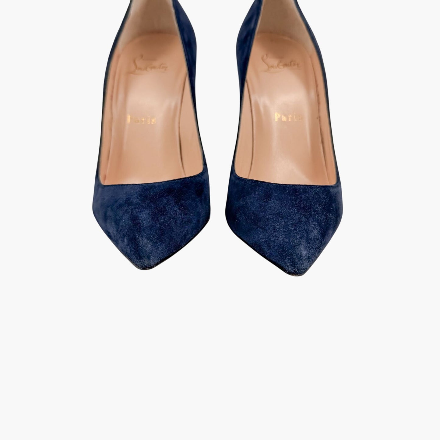 Christian Louboutin Pigalle Follies 100 Pumps Navy Suede Size 36.5