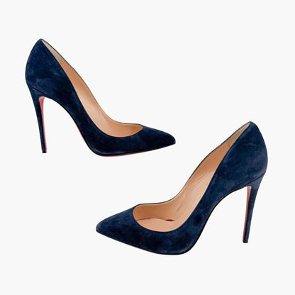 Christian Louboutin Pigalle Follies 100 Pumps Navy Suede Size 36.5