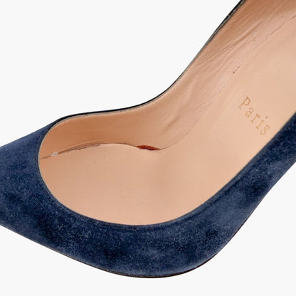 Christian Louboutin Pigalle Follies 100 Pumps Navy Suede Size 36.5