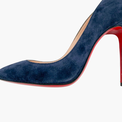 Christian Louboutin Pigalle Follies 100 Pumps Navy Suede Size 36.5