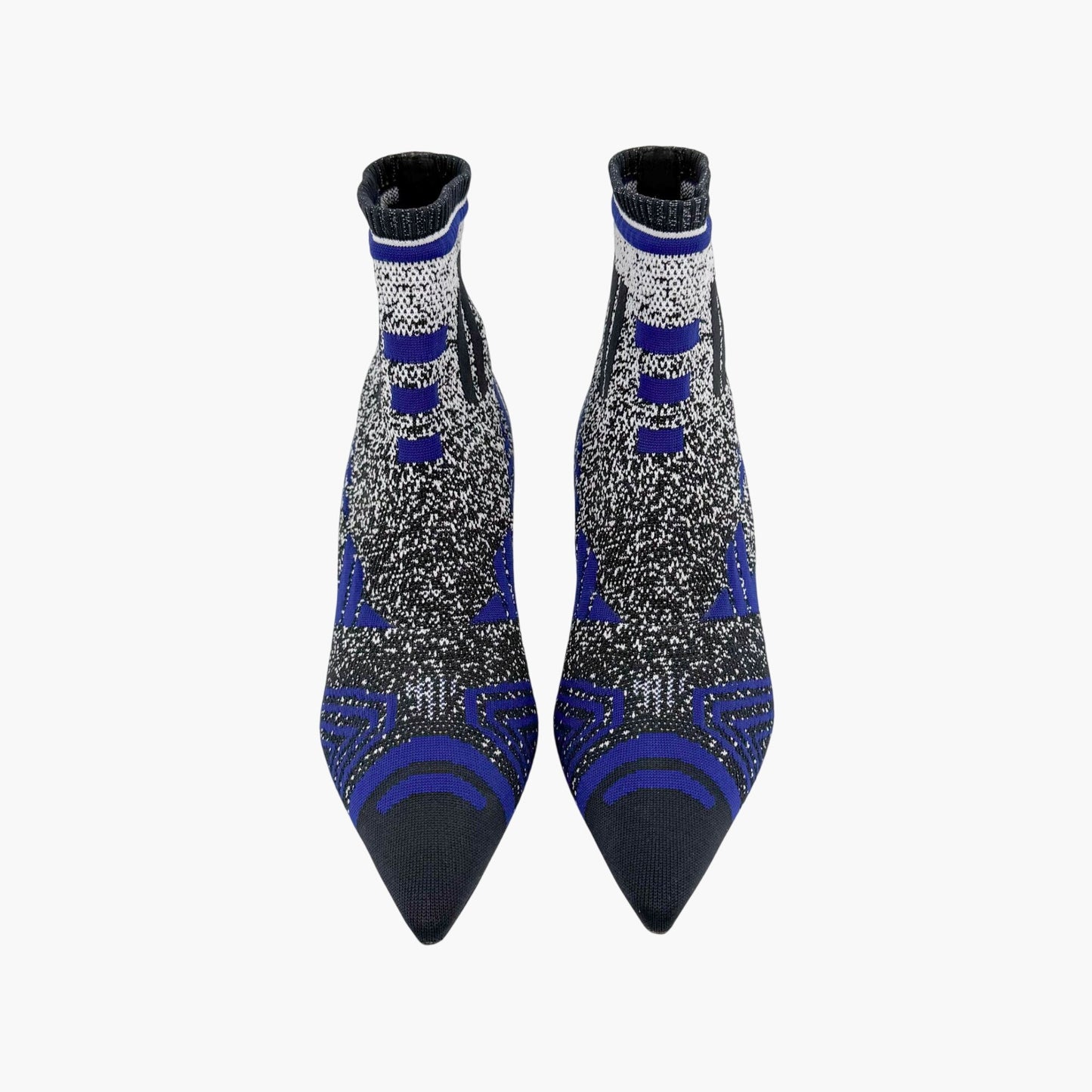 Prada Stretch Knit Logo Sock Booties Black Blue Size 37