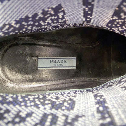 Prada Stretch Knit Logo Sock Booties Black Blue Size 37