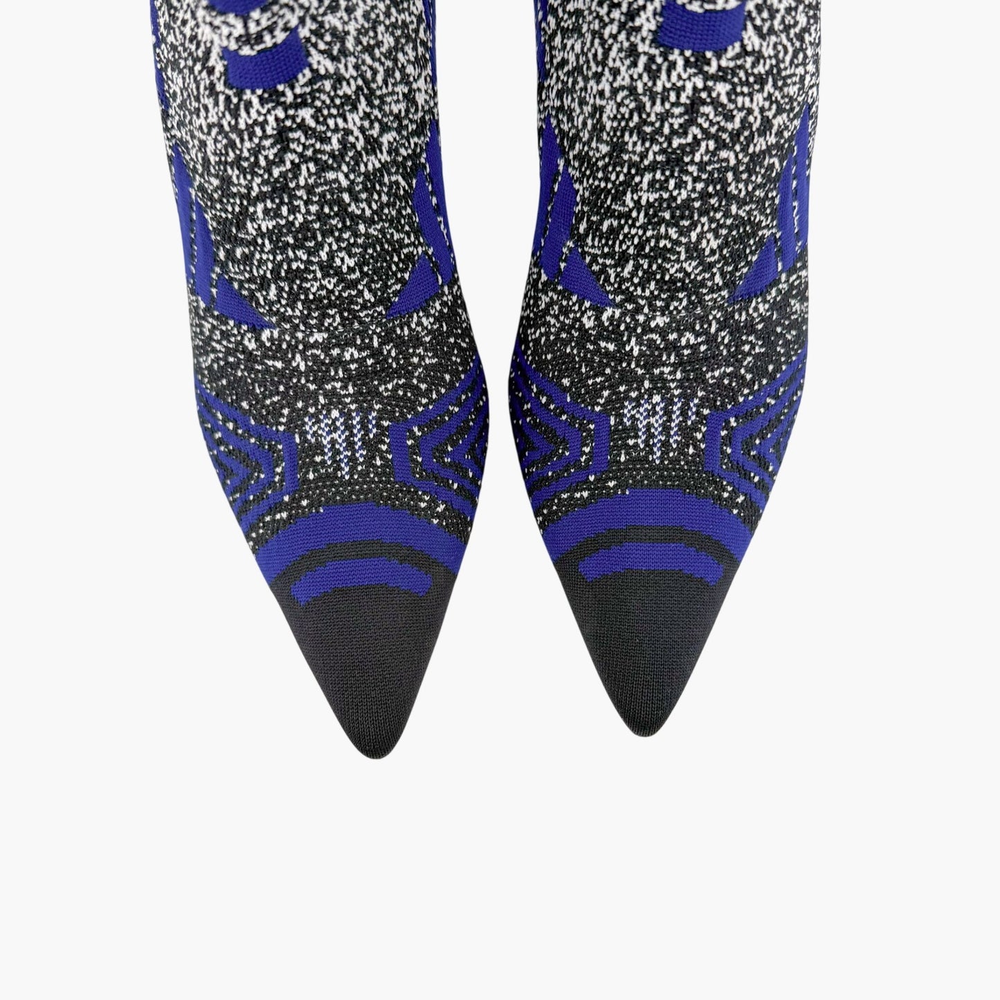 Prada Stretch Knit Logo Sock Booties Black Blue Size 37