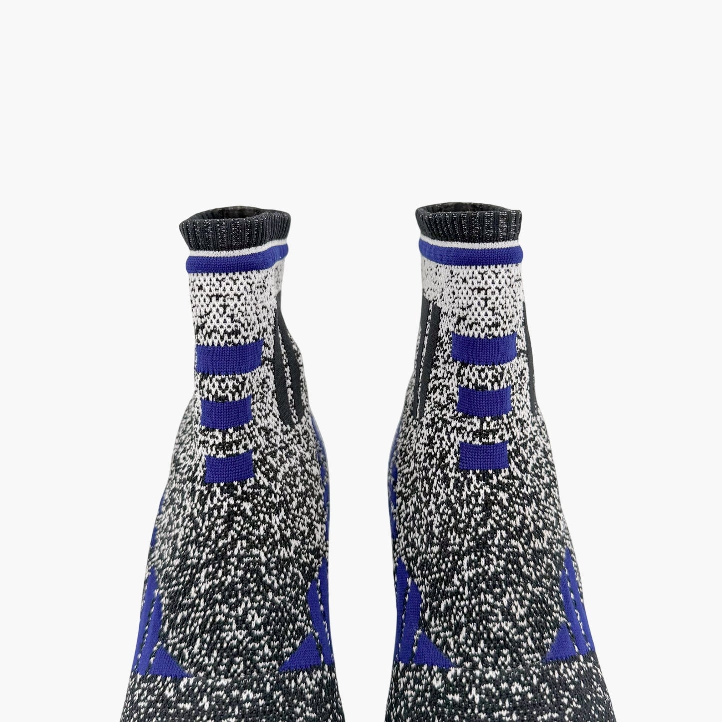 Prada Stretch Knit Logo Sock Booties Black Blue Size 37