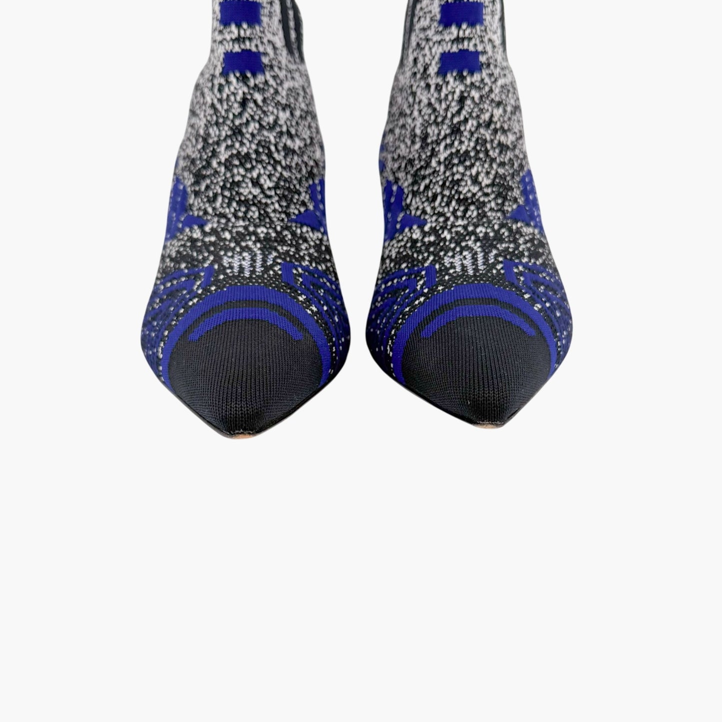 Prada Stretch Knit Logo Sock Booties Black Blue Size 37