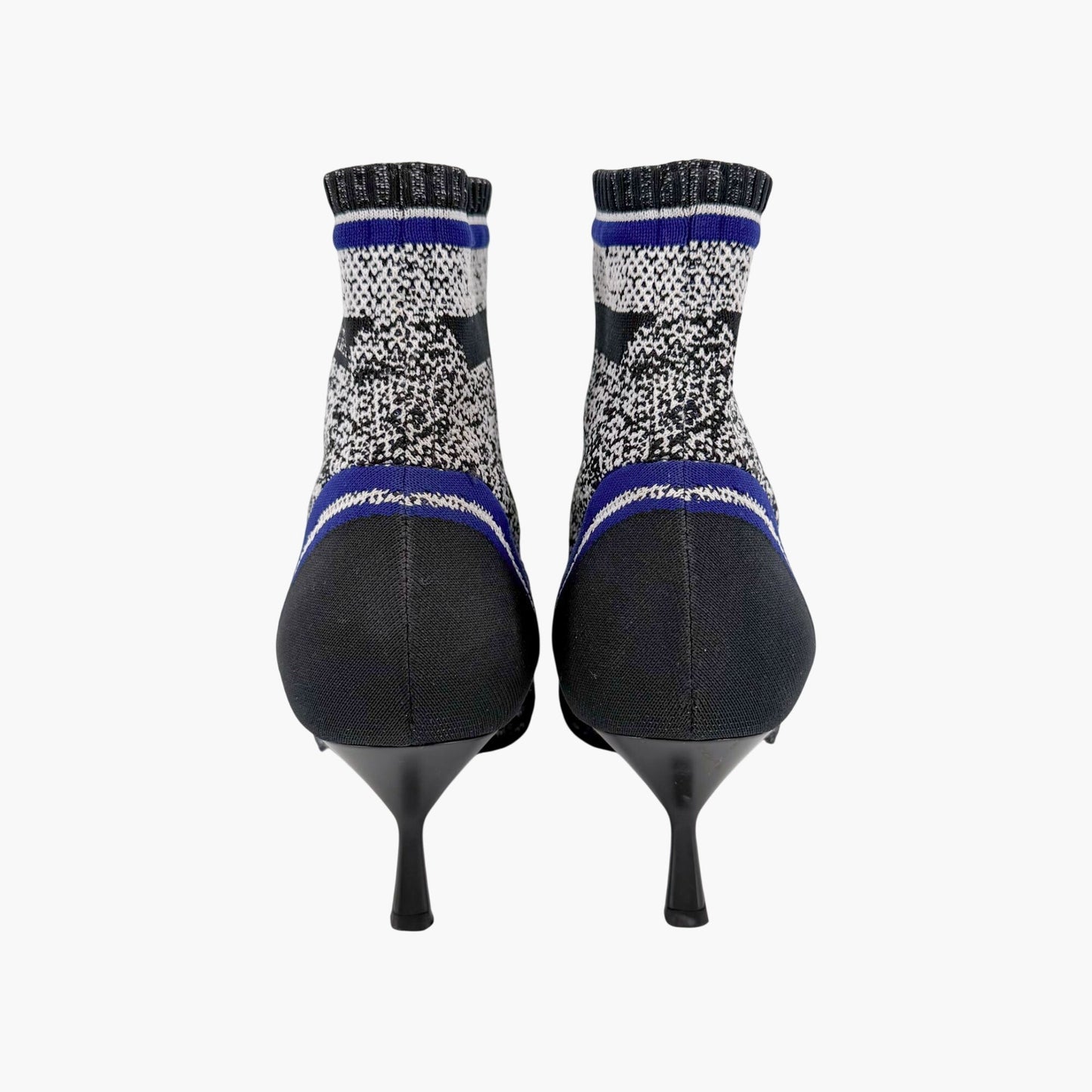 Prada Stretch Knit Logo Sock Booties Black Blue Size 37