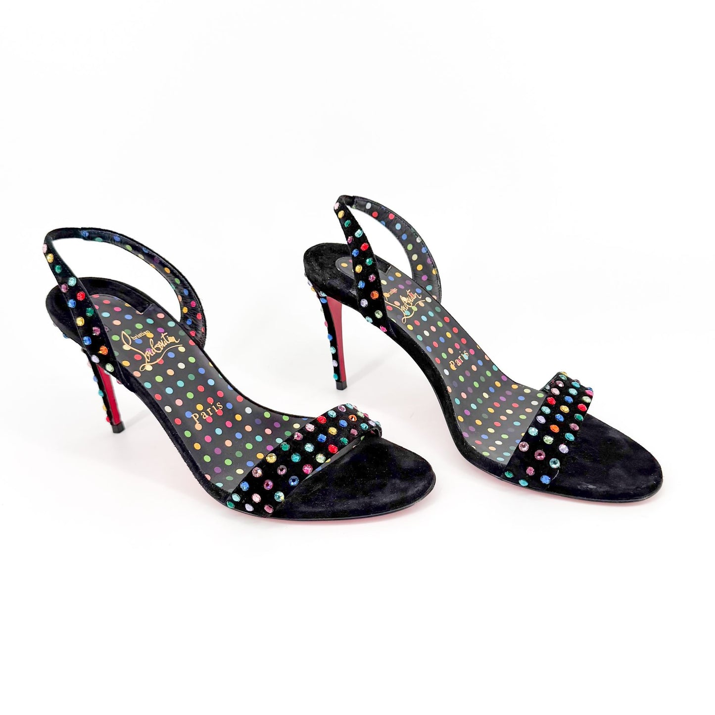 Christian Louboutin O Marylin Strass Boum Sandals Black Size 38