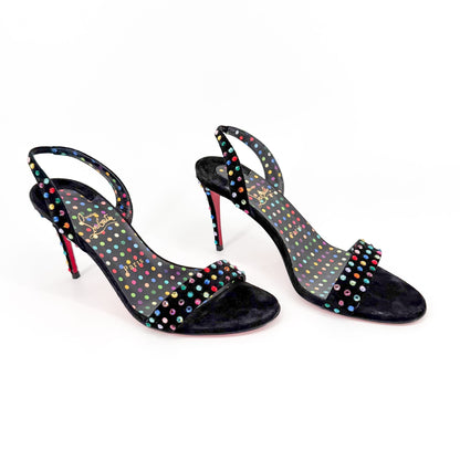 Christian Louboutin O Marylin Strass Boum Sandals Black Size 38