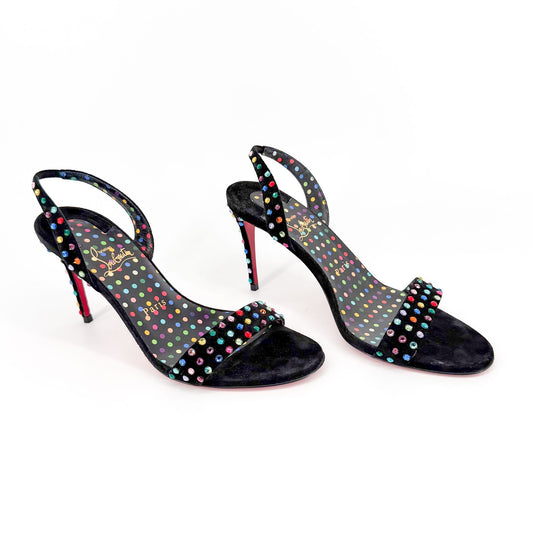 Christian Louboutin O Marylin Strass Boum Sandals Black Size 38
