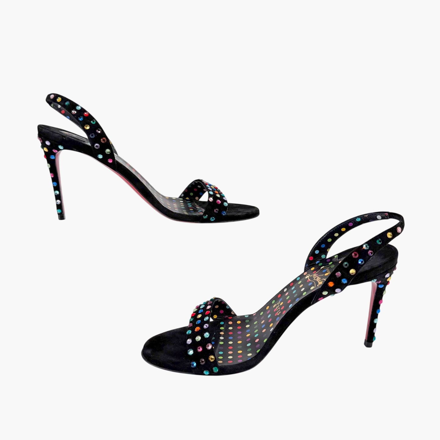 Christian Louboutin O Marylin Strass Boum Sandals Black Size 38