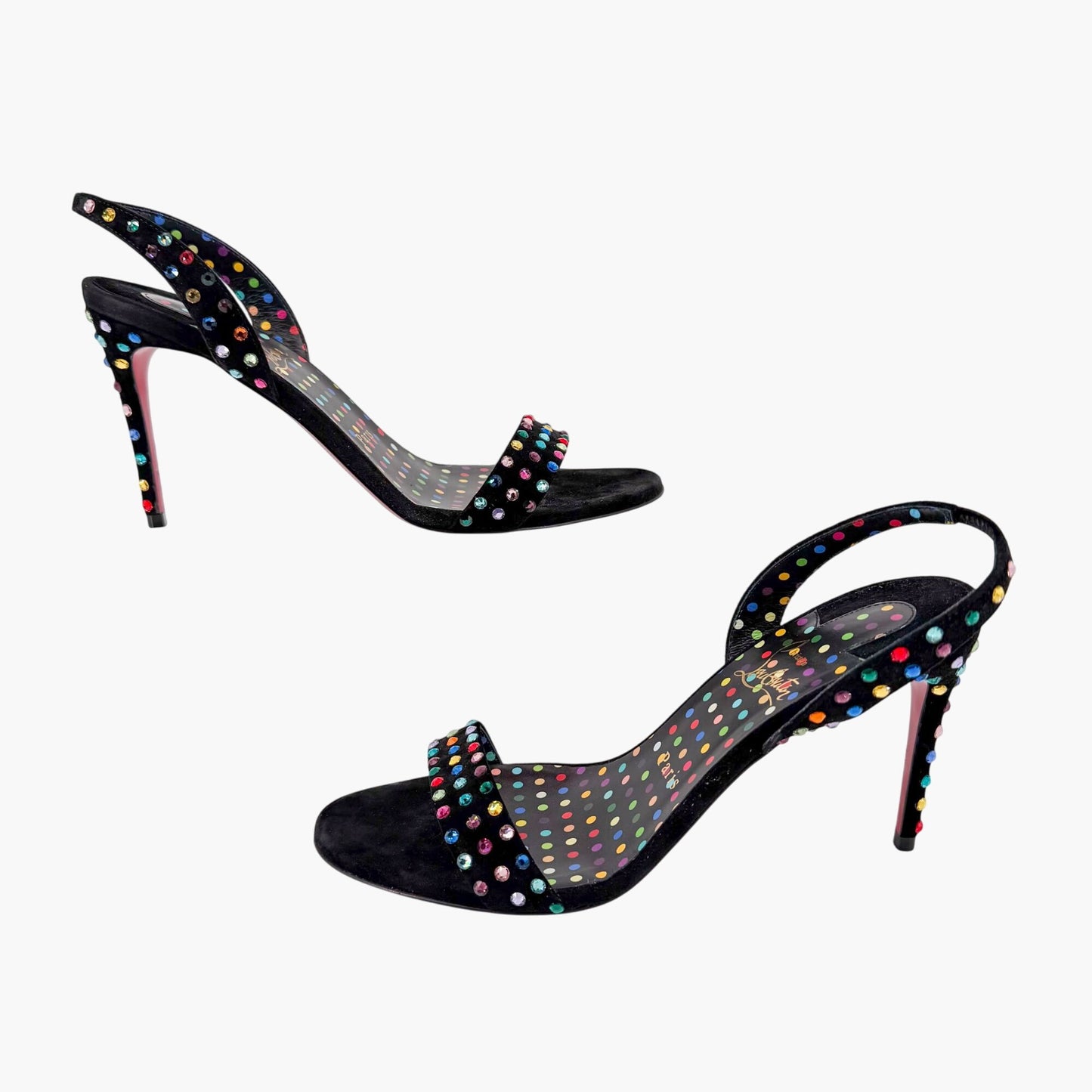 Christian Louboutin O Marylin Strass Boum Sandals Black Size 38