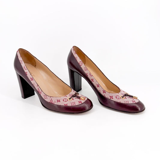 Louis Vuitton Monogram Charm Pumps Burgundy Size 39.5