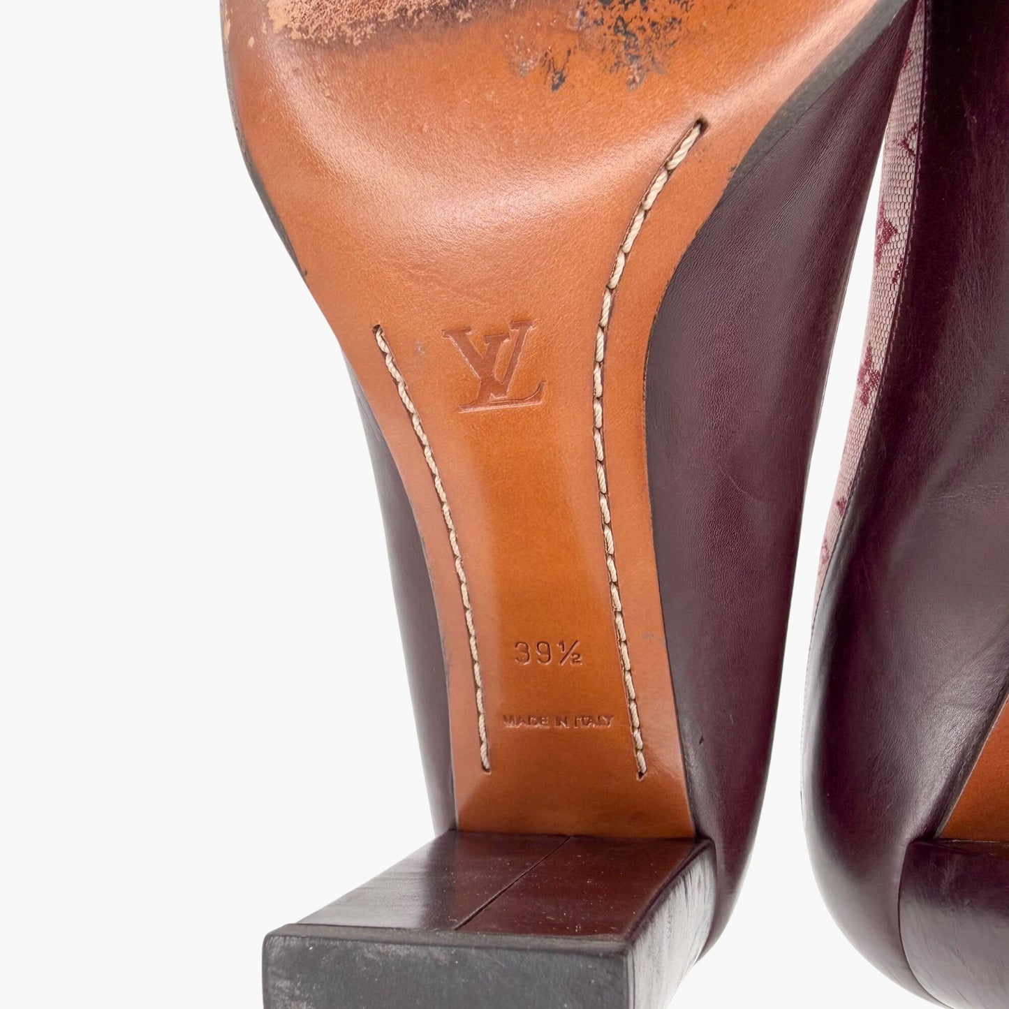 Louis Vuitton Monogram Charm Pumps Burgundy Size 39.5