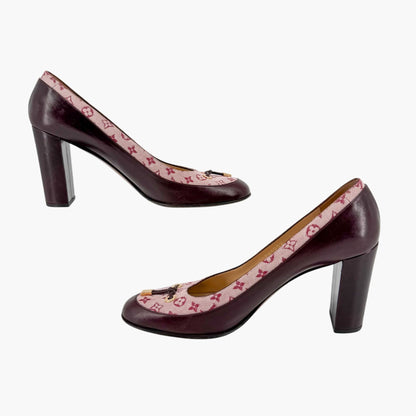 Louis Vuitton Monogram Charm Pumps Burgundy Size 39.5