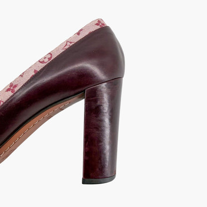 Louis Vuitton Monogram Charm Pumps Burgundy Size 39.5