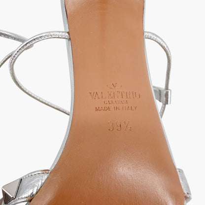 Valentino Garavani Rockstud Heeled Sandals Silver Size 39.5
