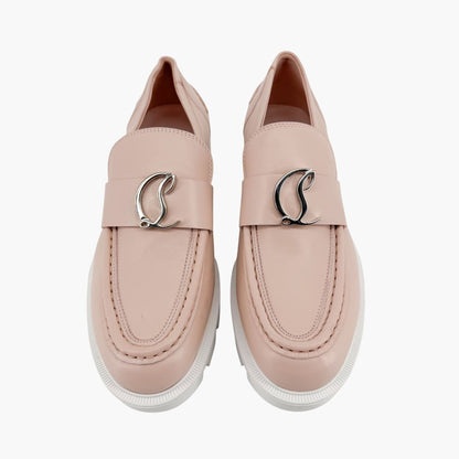 Christian Louboutin Beige Leather CL Moc Lug Loafers Size 37