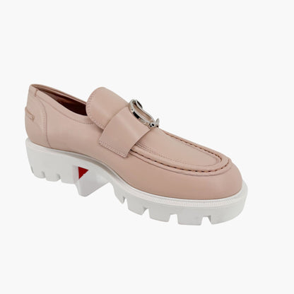 Christian Louboutin Beige Leather CL Moc Lug Loafers Size 37