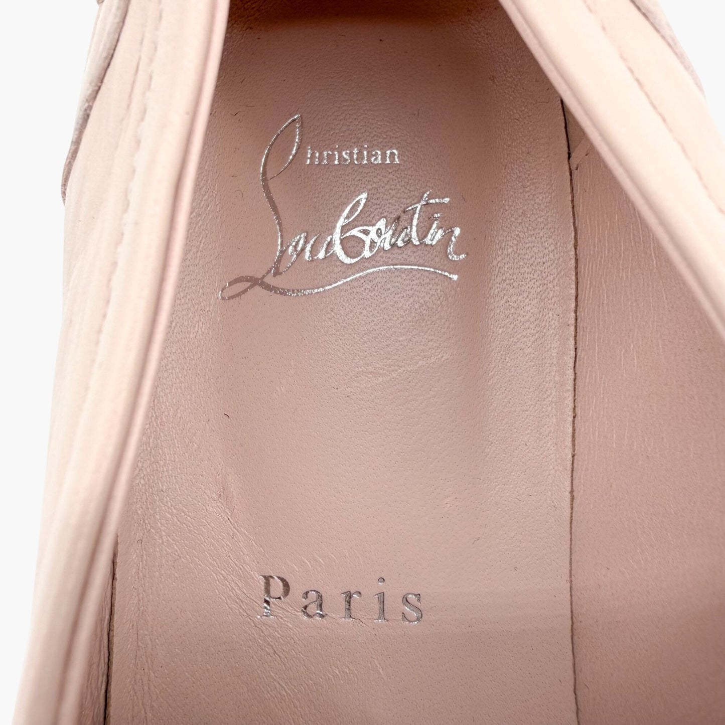 Christian Louboutin Beige Leather CL Moc Lug Loafers Size 37