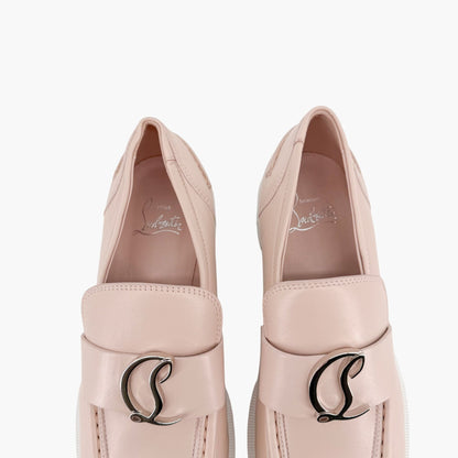 Christian Louboutin Beige Leather CL Moc Lug Loafers Size 37