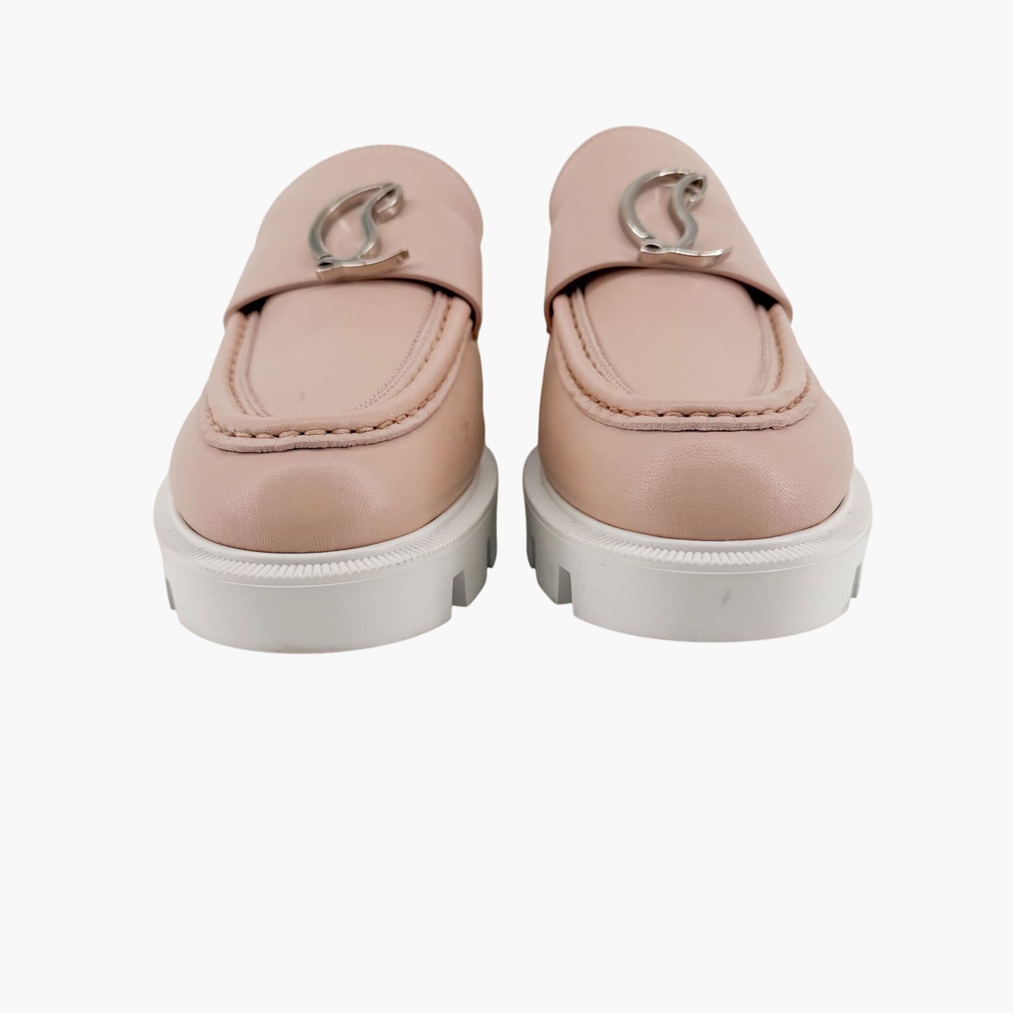 Christian Louboutin Beige Leather CL Moc Lug Loafers Size 37