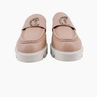 Christian Louboutin Beige Leather CL Moc Lug Loafers Size 37