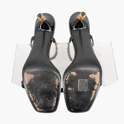 Valentino Garavani Rockstud Strappy Mule Sandals in Black Leather Size 39