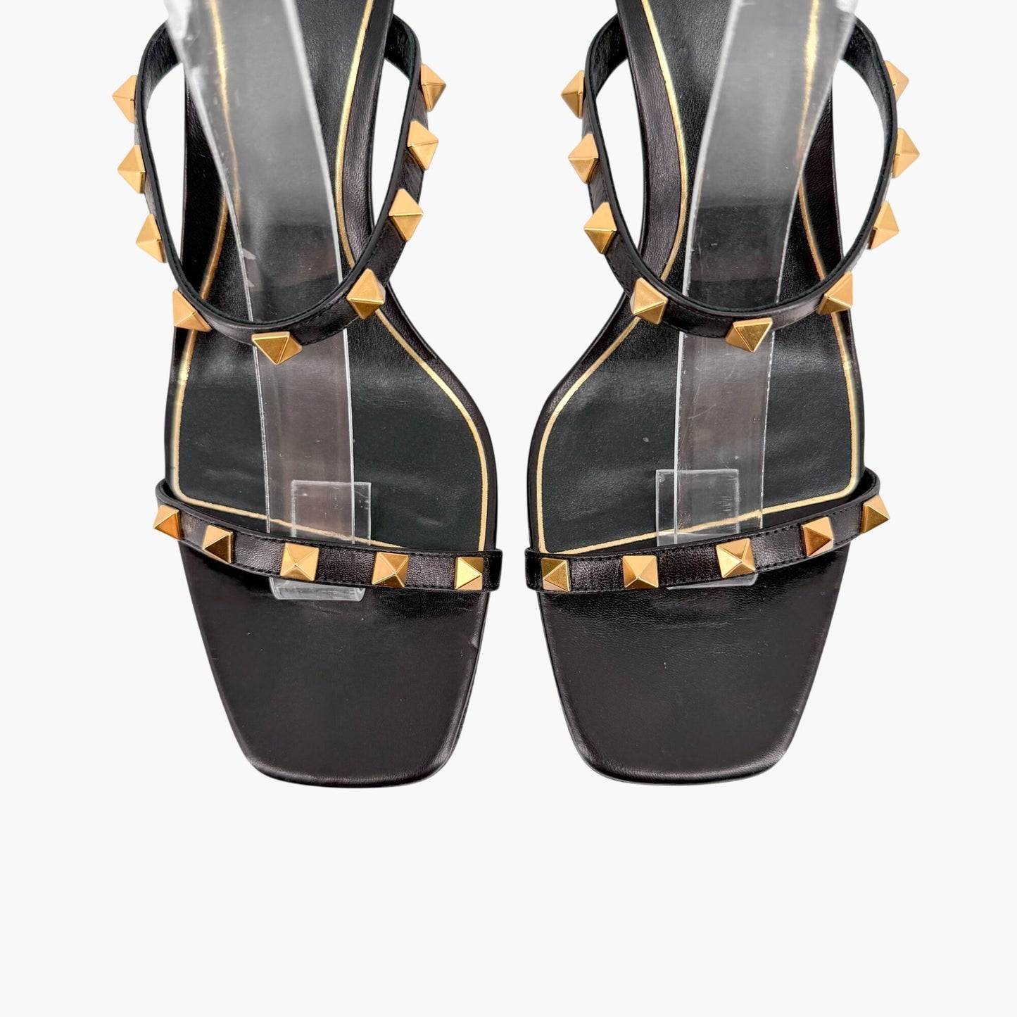 Valentino Garavani Rockstud Strappy Mule Sandals in Black Leather Size 39