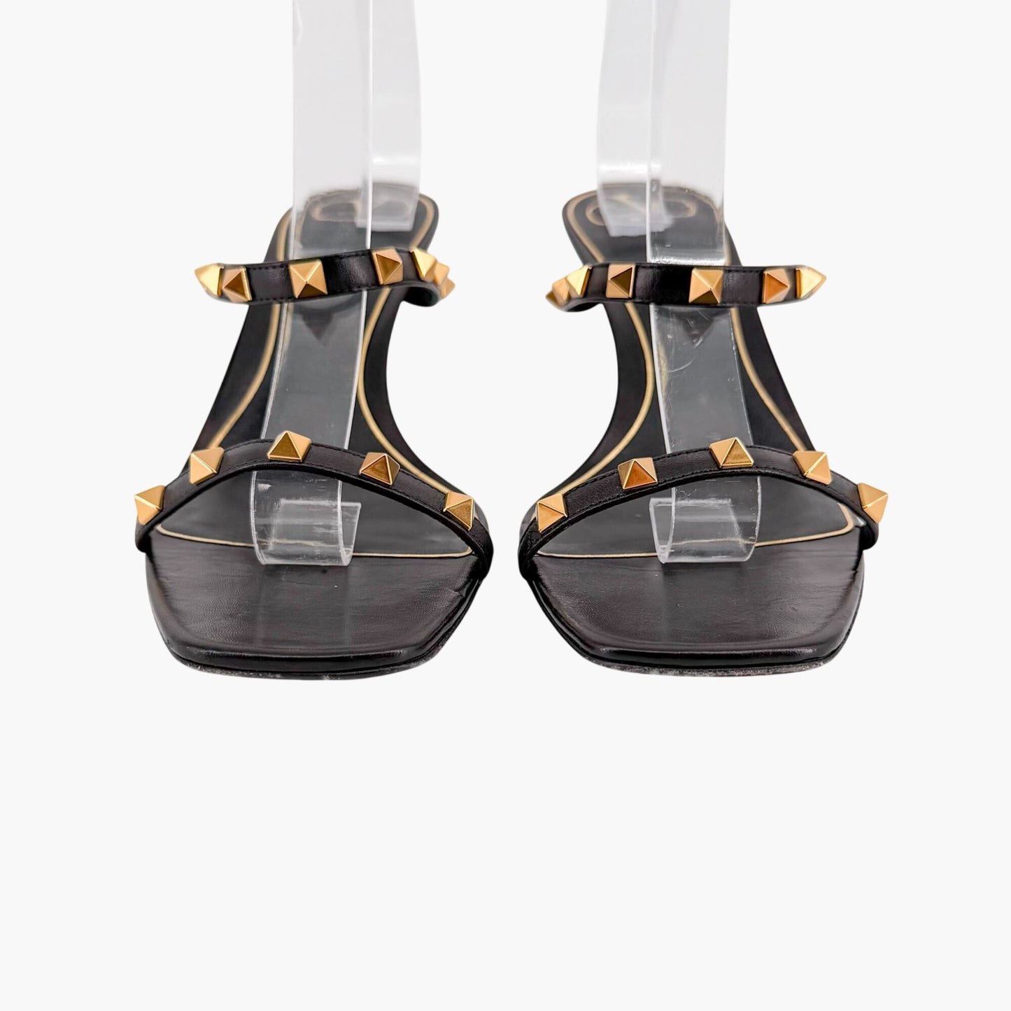 Valentino Garavani Rockstud Strappy Mule Sandals in Black Leather Size 39