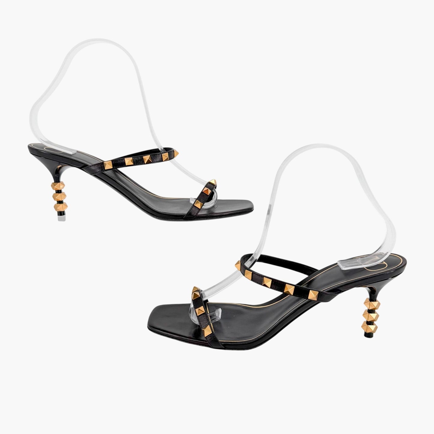 Valentino Garavani Rockstud Strappy Mule Sandals in Black Leather Size 39