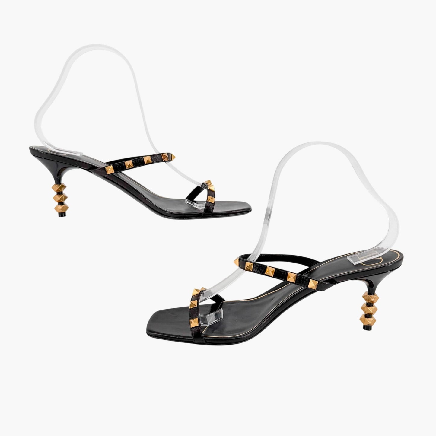 Valentino Garavani Rockstud Strappy Mule Sandals in Black Leather Size 39