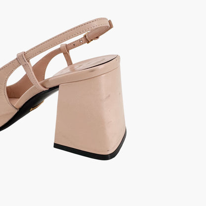 Gucci Baby Horsebit Slingback Pumps in Beige Leather – Size 37.5
