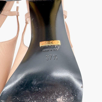 Gucci Baby Horsebit Slingback Pumps in Beige Leather – Size 37.5