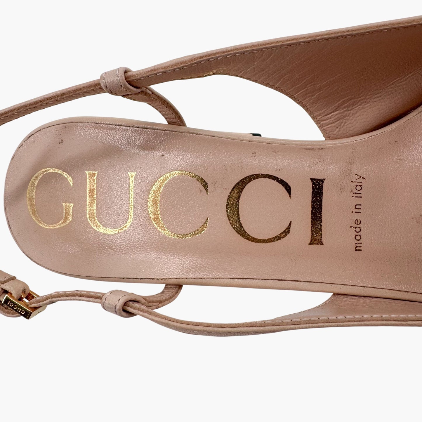 Gucci Baby Horsebit Slingback Pumps in Beige Leather – Size 37.5