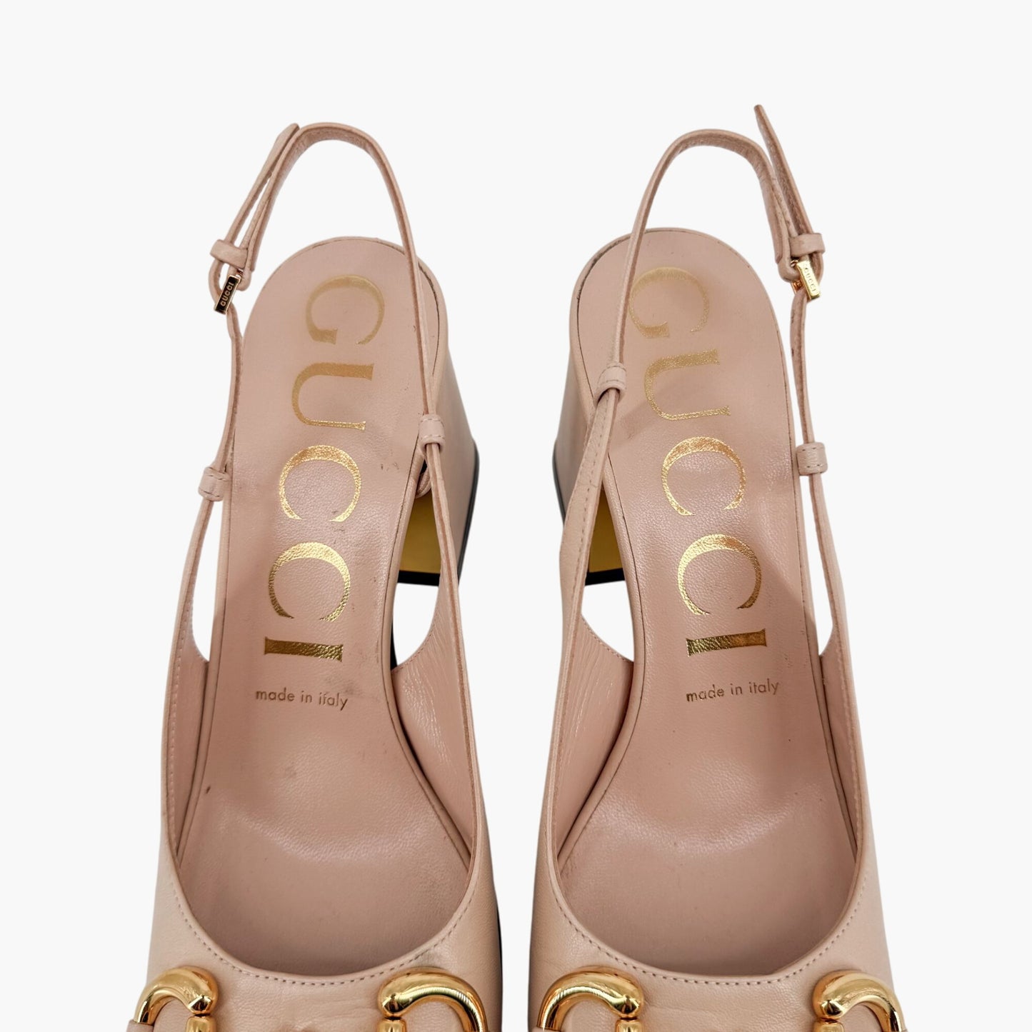 Gucci Baby Horsebit Slingback Pumps in Beige Leather – Size 37.5
