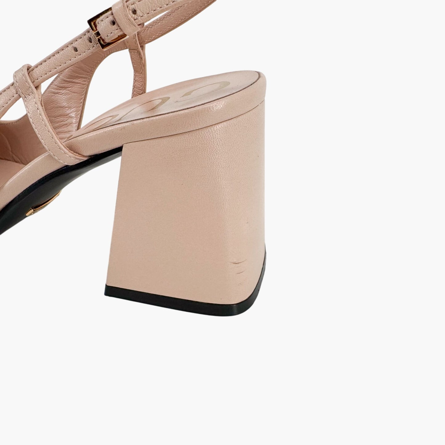 Gucci Baby Horsebit Slingback Pumps in Beige Leather – Size 37.5