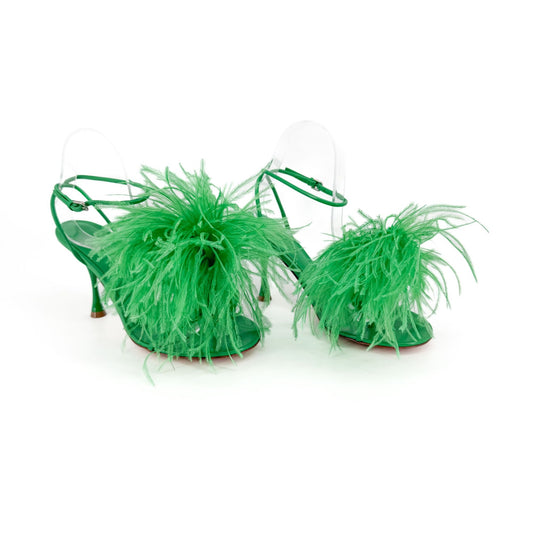 Bottega Veneta Feather Strap Sandals Green Size 37.5