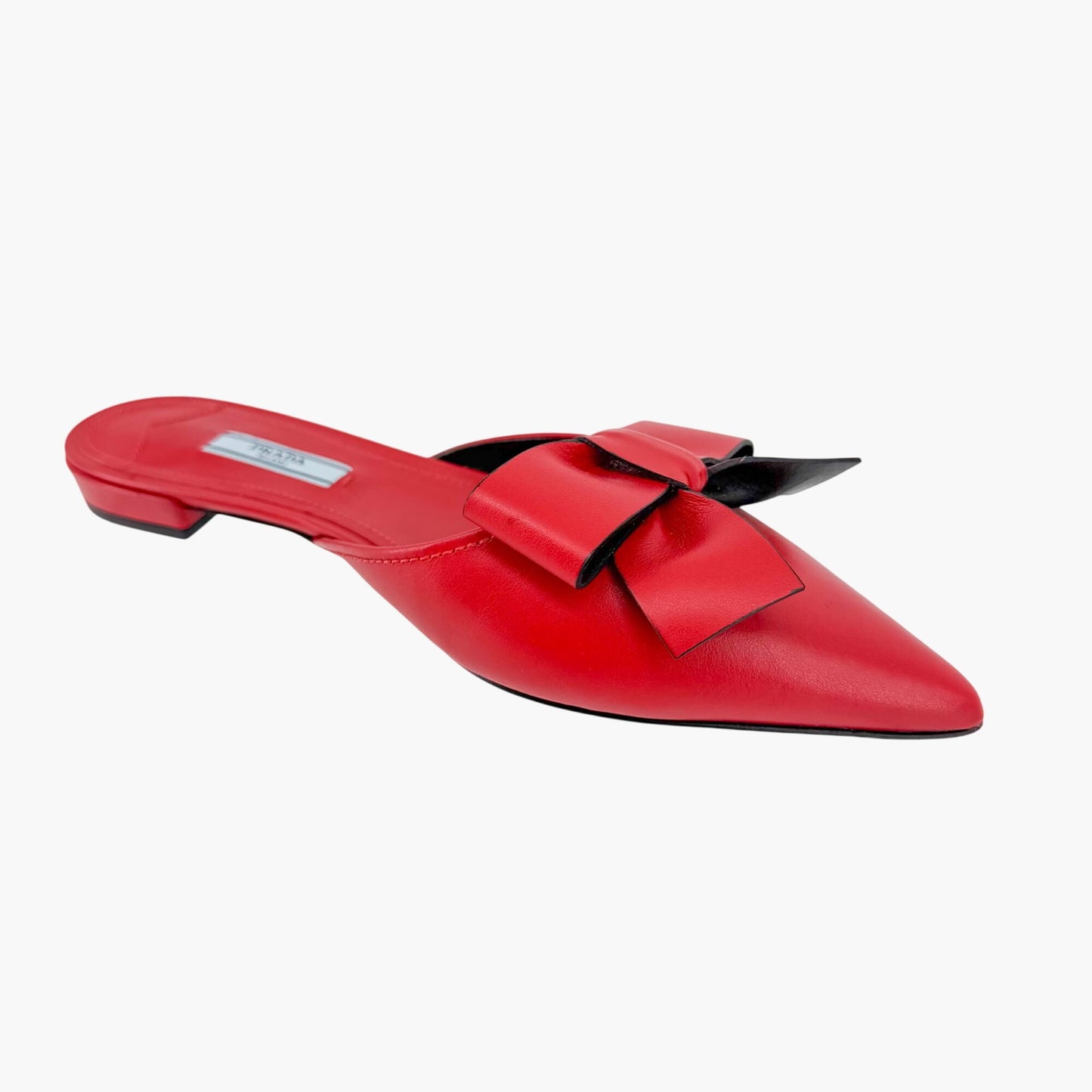 Prada Pointed Bow Mule Flats Red Size 38.5