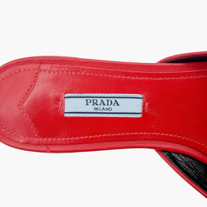 Prada Pointed Bow Mule Flats Red Size 38.5