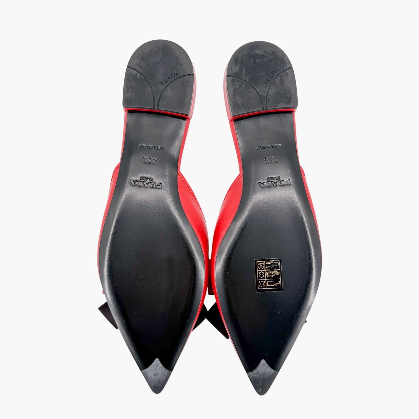 Prada Pointed Bow Mule Flats Red Size 38.5
