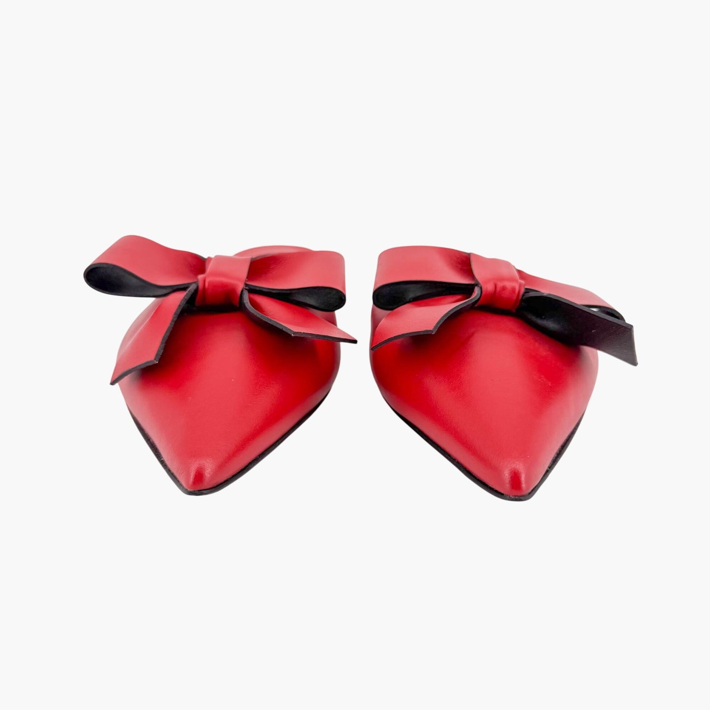 Prada Pointed Bow Mule Flats Red Size 38.5