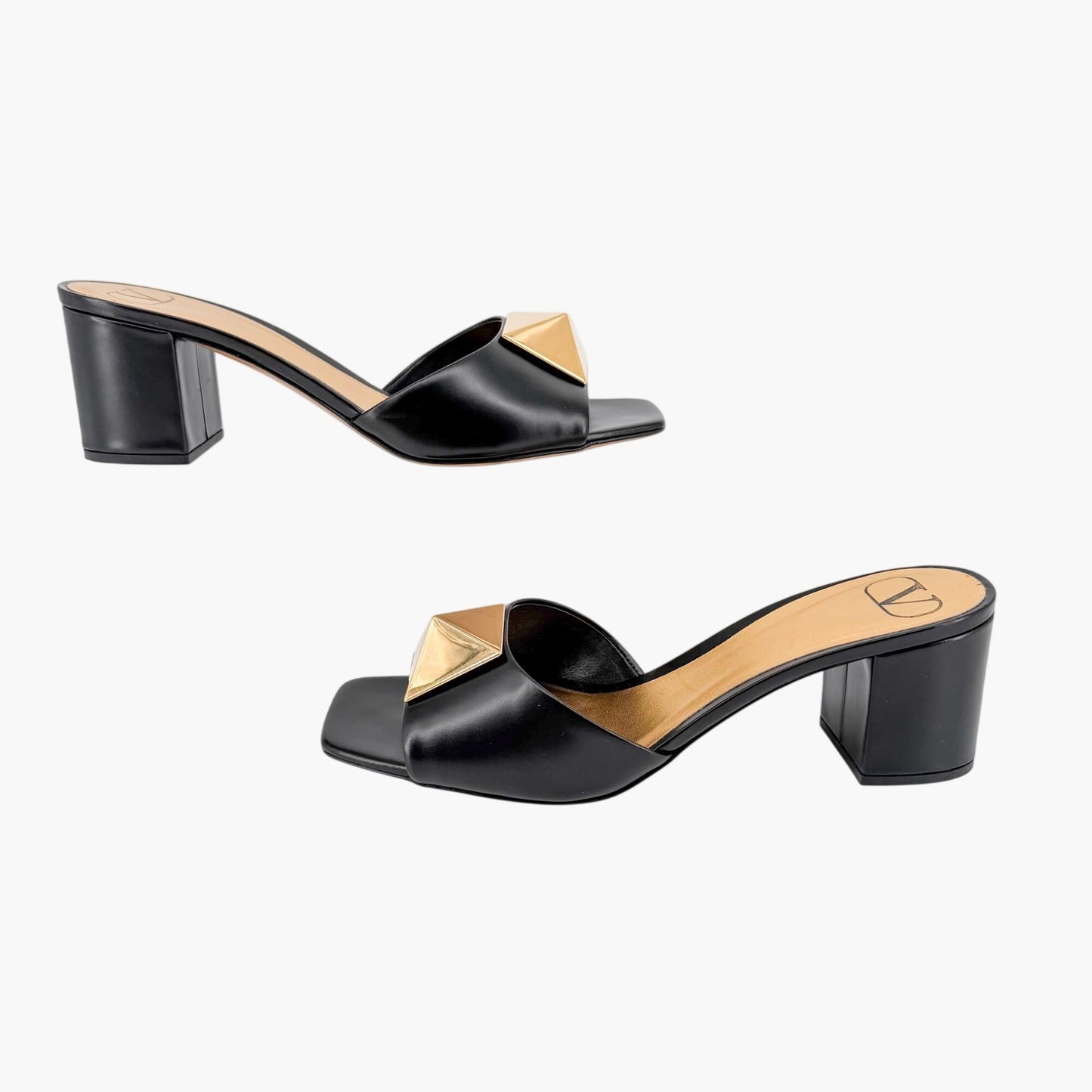 Valentino Garavani One Stud Mule Sandals Black Size 39