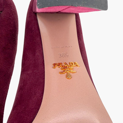 Prada Two Tone Block Heel Pumps Maroon Magenta Size 38.5