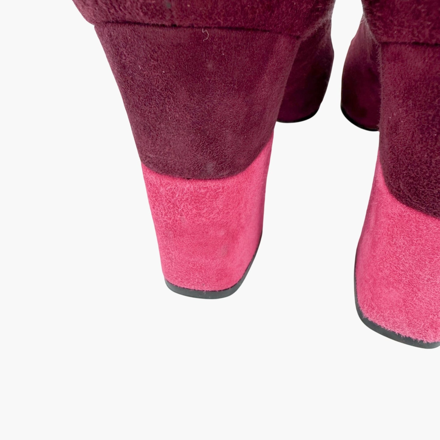 Prada Two Tone Block Heel Pumps Maroon Magenta Size 38.5