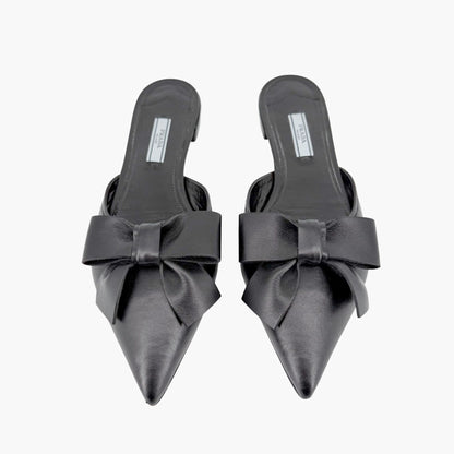 Prada Pointed Bow Mule Flats Black Size 38.5