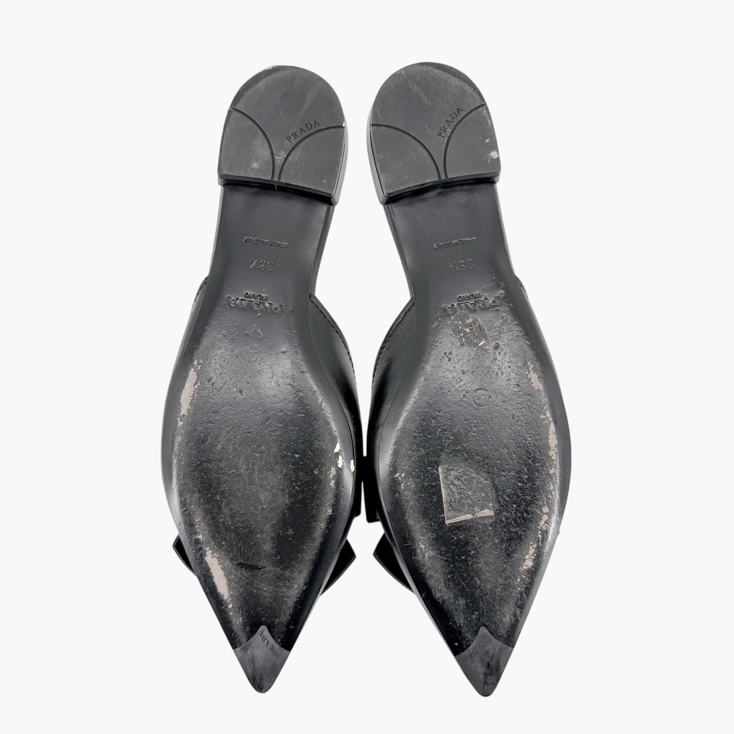 Prada Pointed Bow Mule Flats Black Size 38.5