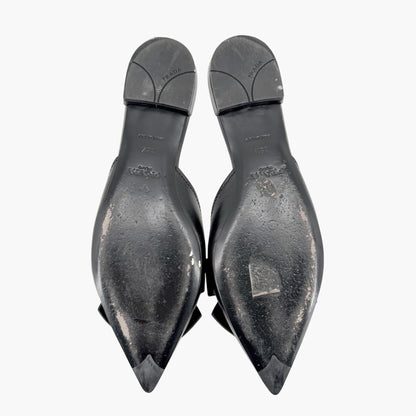 Prada Pointed Bow Mule Flats Black Size 38.5